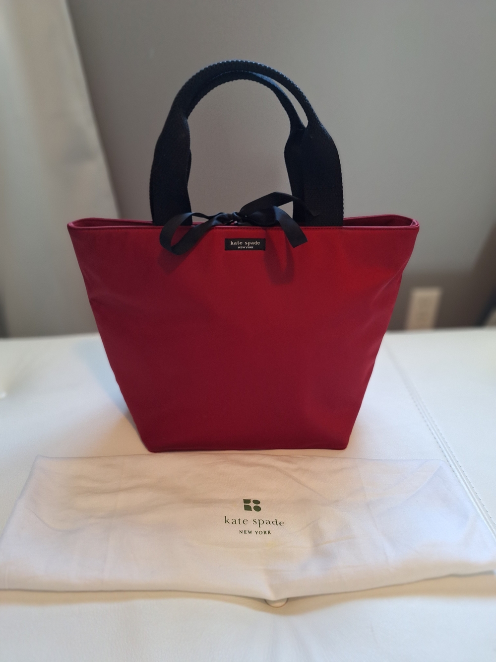 kate spade Red Tote Bag with Black Handles